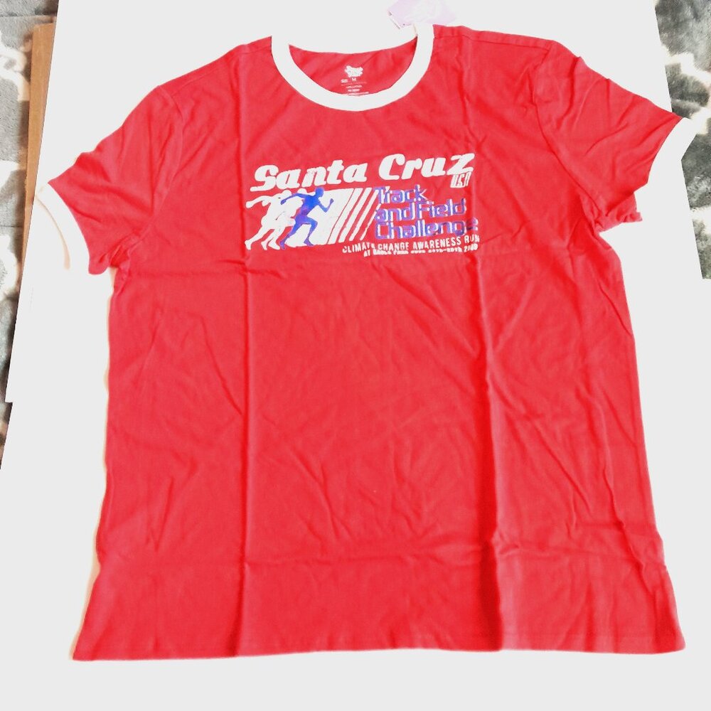 Ascot and Hart Santa Cruz Track & Field T-Shirt Color Red, Size Medium